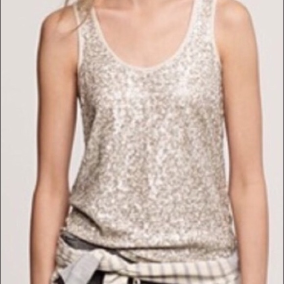 J. Crew Tops Jcrew Sequin Cotton Tank Top Xl Nwt Poshmark